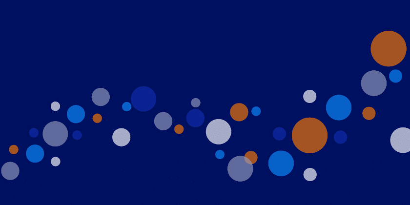 Circles on a blue background in a wave pattern