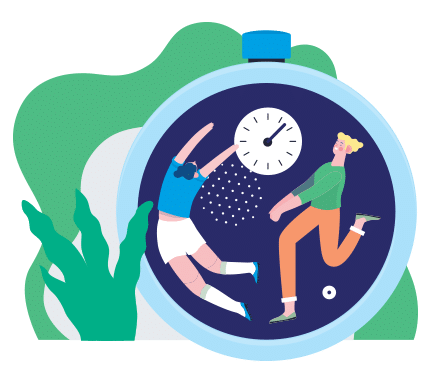 Illustration figures with clock