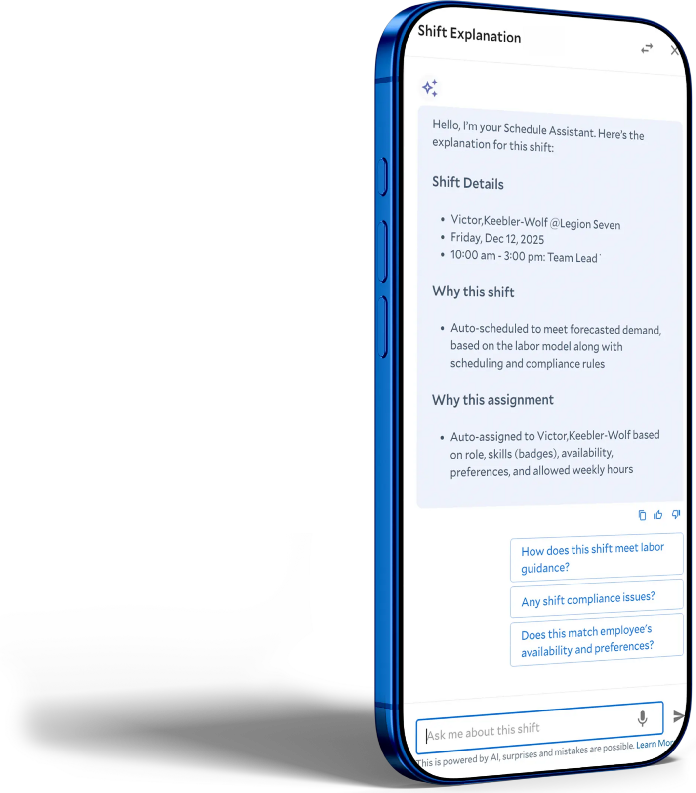Shift Explanation Assistant