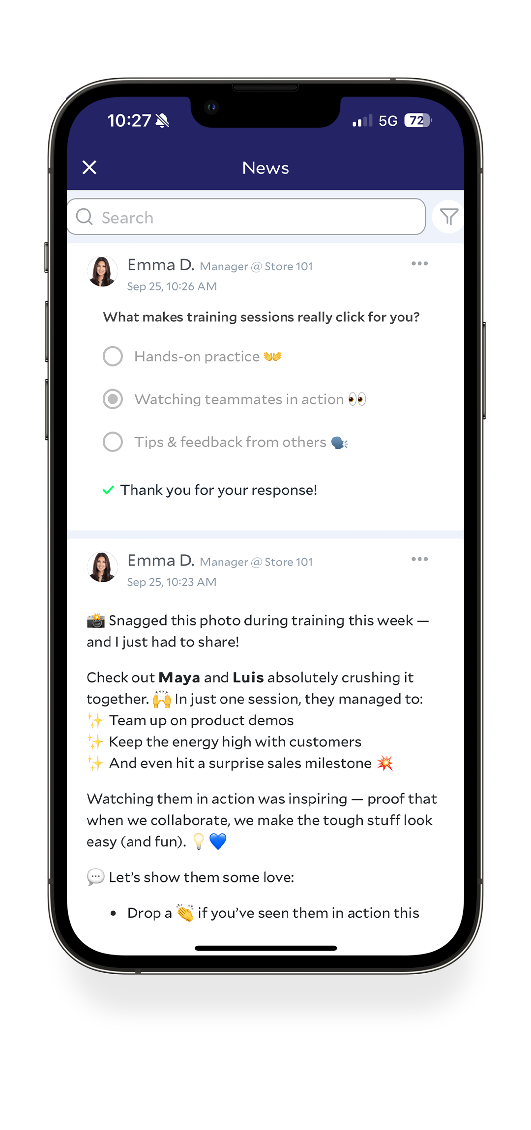 Newsfeed With Poll Completed